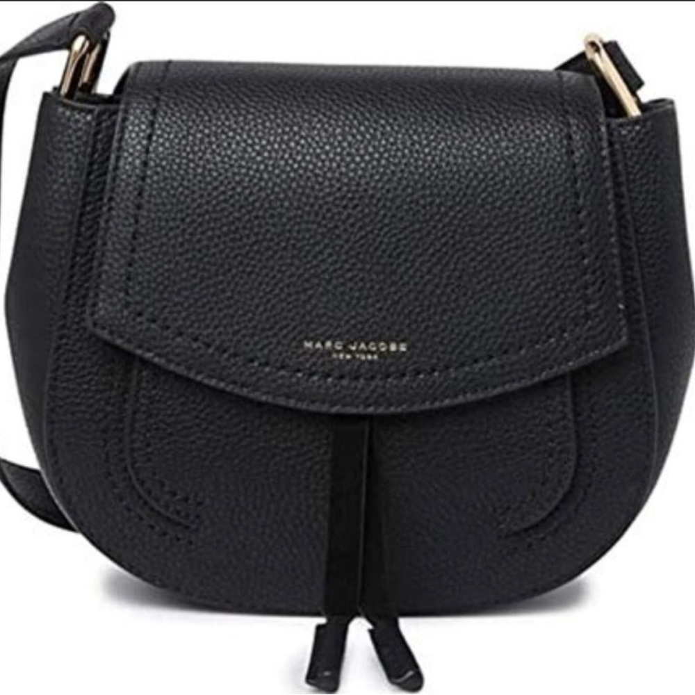 MARC JACOBS MAVERICK BLACK LEATHER GOLD HARDWARE WOMEN'S SADDLE BAG H102L01SP21